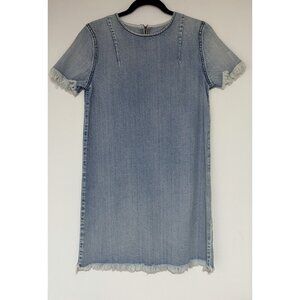 pistola Light Blue Denim Mini Dress with Frayed Trim